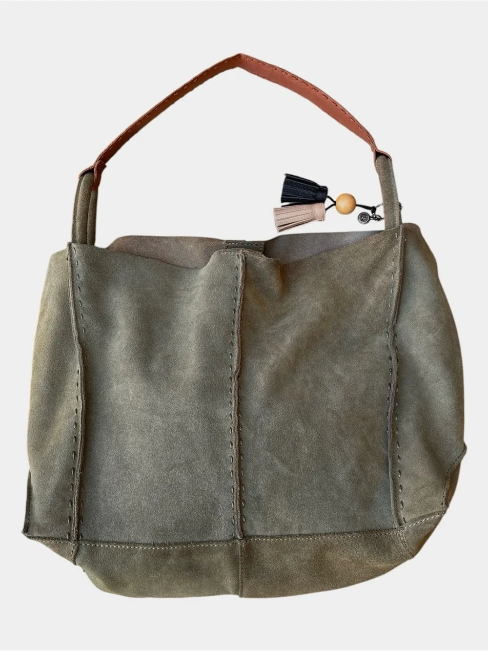 The Sak Los Feliz Moss Green Suede Leather Slouchie Hobo Bag - Picture 3 of 16